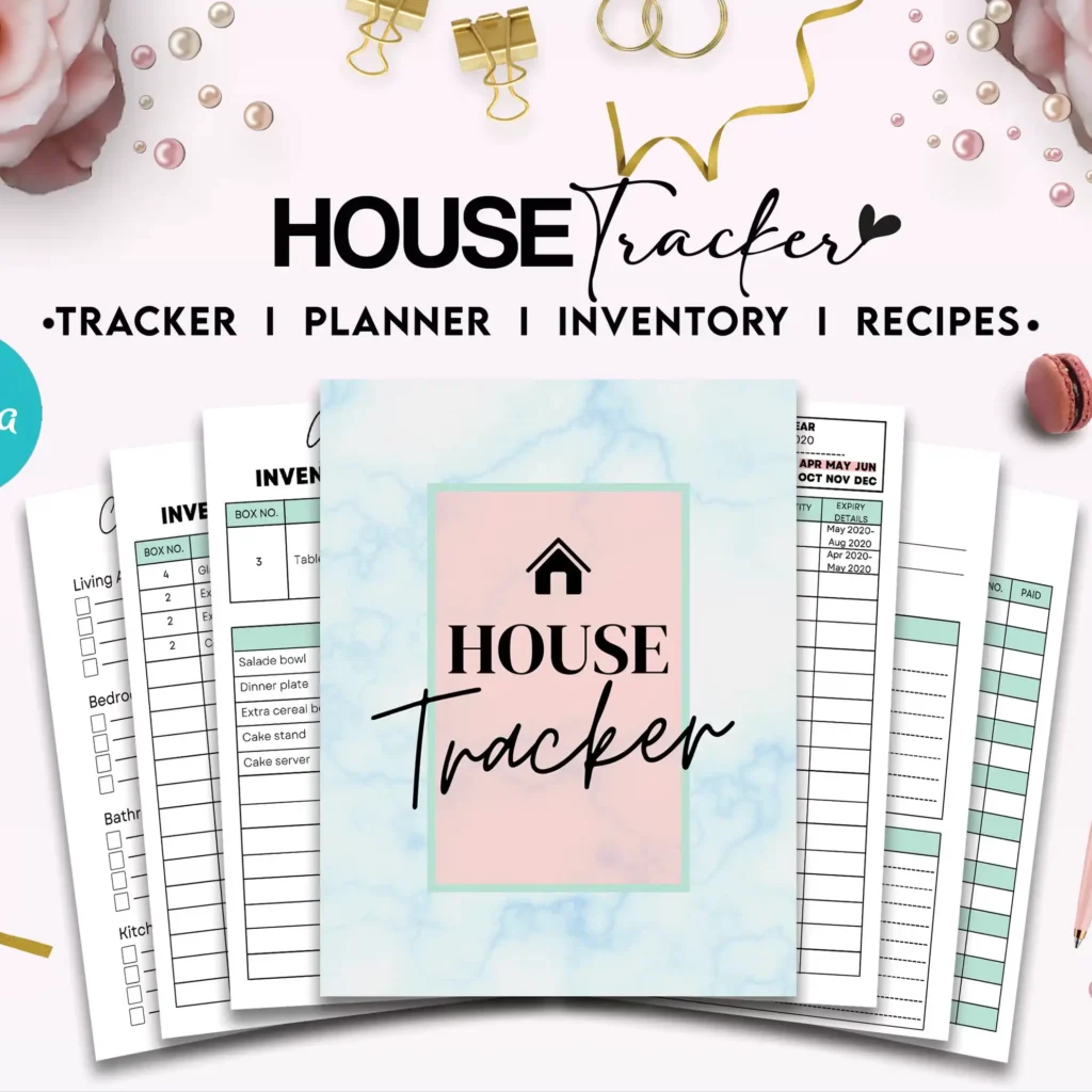 House Tracker 18 Editable Canva Templates for Journal, Canva KDP editable interior to track your home COMMERCIAL USE