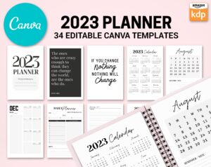 Canva 2023 Planner 37 Templates, Canva KDP Planner editable interiors Bundle COMMERCIAL use as PDF or kdp upload