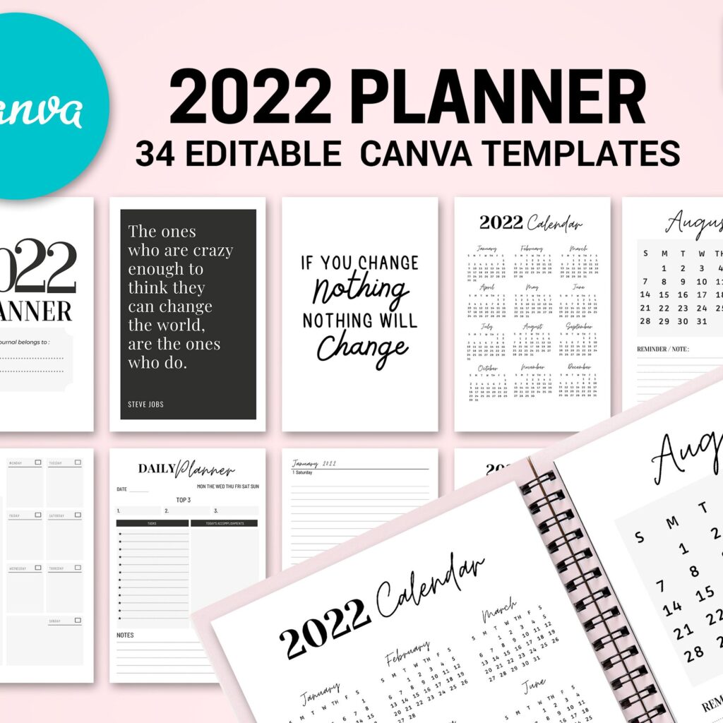 Canva 2022 Planner 37 Templates, Canva KDP Planner editable interiors Bundle COMMERCIAL use as PDF or kdp upload