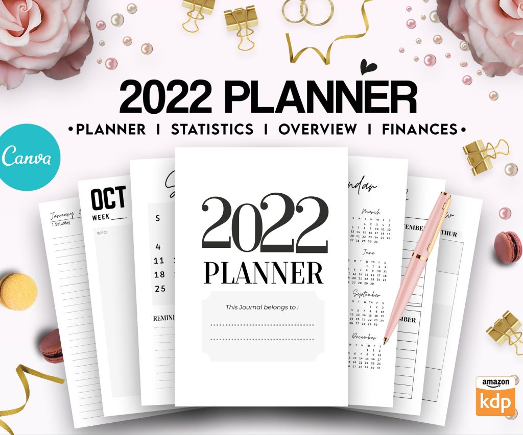 Canva 2022 Planner 37 Templates, Canva KDP Planner editable interiors Bundle COMMERCIAL use as PDF or kdp upload