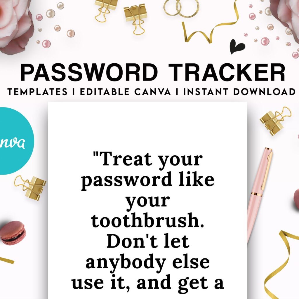 Canva editable Password Tracker book template Commercial Use, Canva KDP interior Template