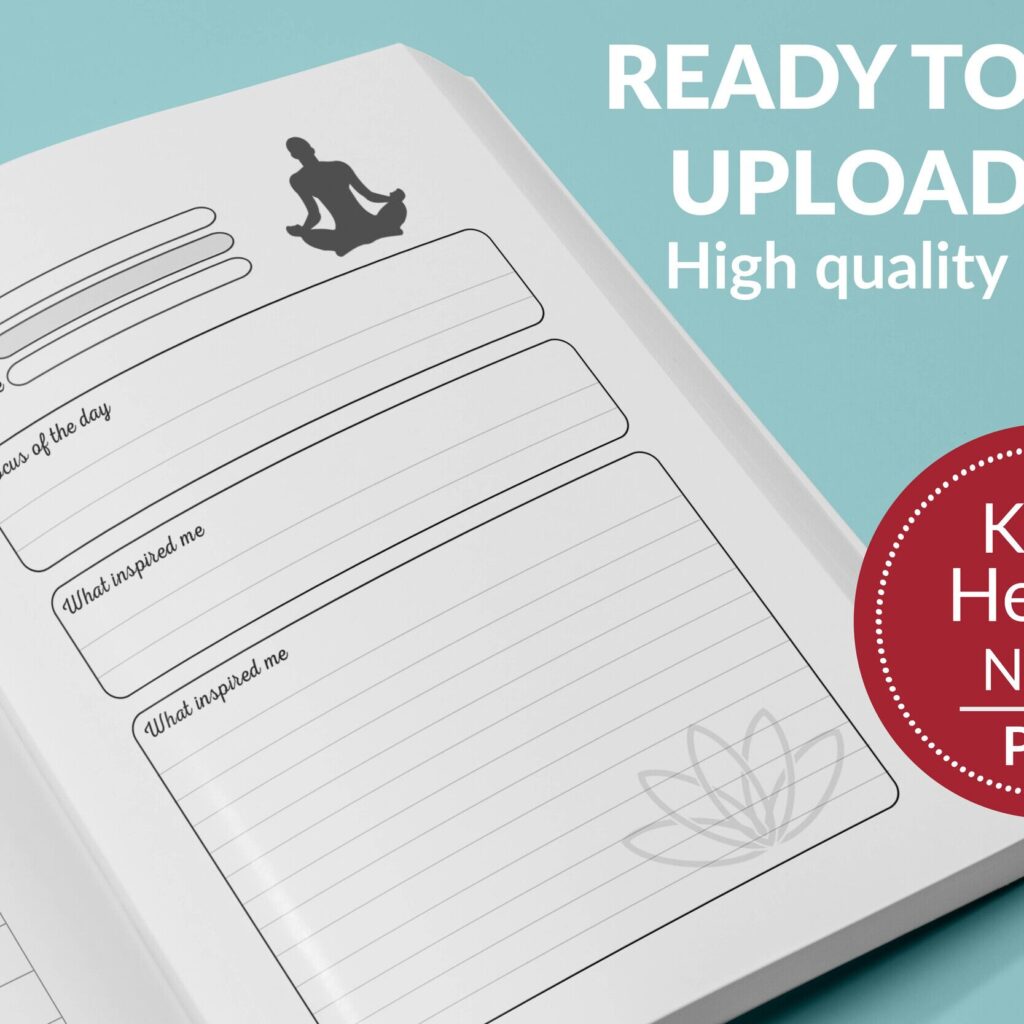 Meditation Yoga Journal 120 pages Ready to Upload PDF Commercial use Low Content tracker or log Book KDP 6×9 8.5×11 5×8