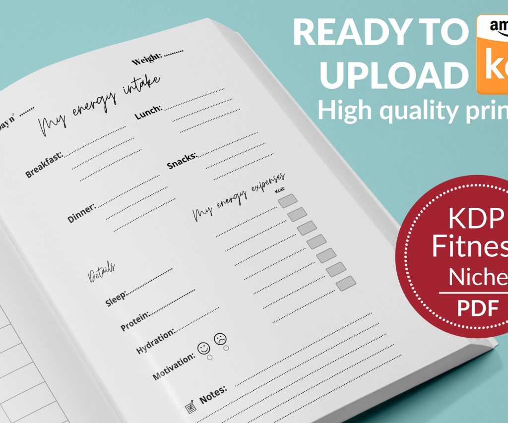 Fitness Planner Journal 120 pages Ready to Upload PDF Commercial use Low Content health tracker Book KDP Template 6×9 8.5×11 5×8