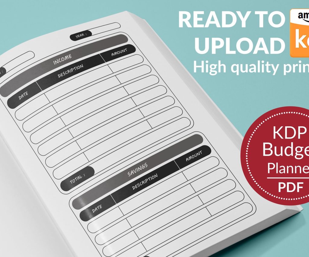 Budget Planner Journal 120 pages Ready to Upload PDF Commercial use Low Content Tracker budget Log KDP Template 6×9 8.5×11 5×8