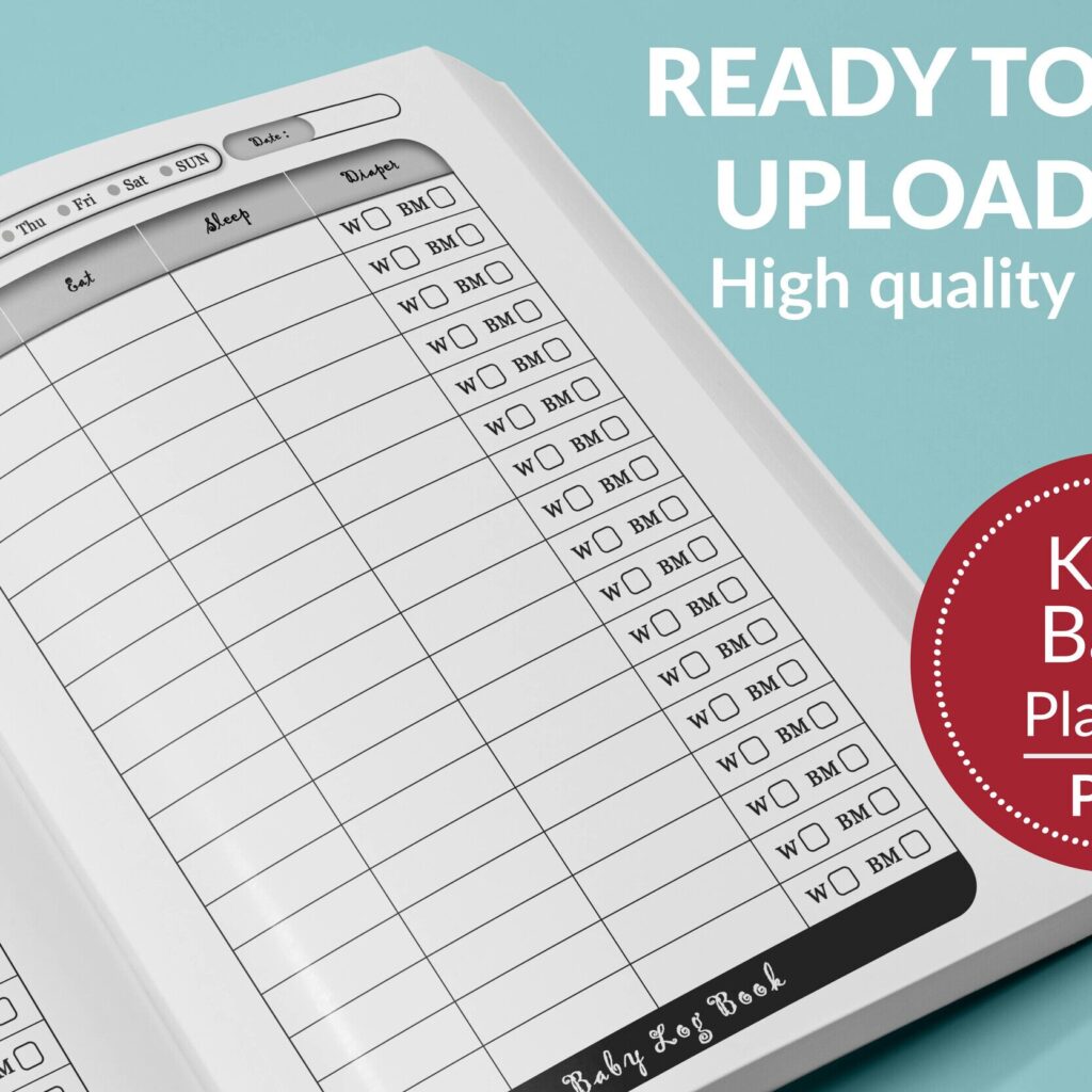 Baby tracker Journal 120 pages Ready to Upload PDF Commercial use Low Content tracker Baby Care Log KDP Template 6×9 8.5×11 5×8
