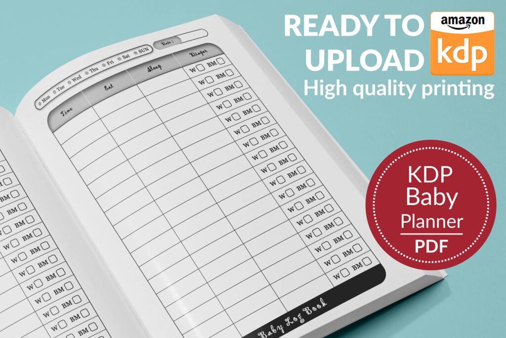 Baby tracker Journal 120 pages Ready to Upload PDF Commercial use Low Content tracker Baby Care Log KDP Template 6×9 8.5×11 5×8