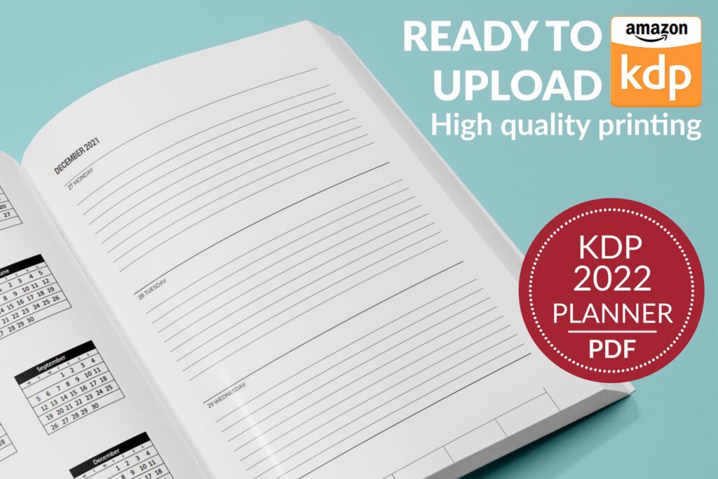 2022 Daily Planner KDP Journal 120 pages Ready to Upload PDF Commercial use or Low Content 2022 KDP Log book Template 6×9 8.5×11 5×8