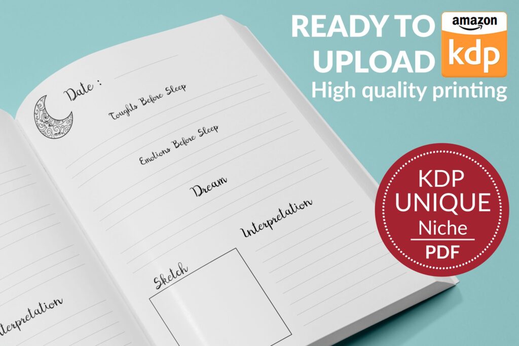 Dream Journal Amazon KDP interiors Templates for Journal & Low Content Notebook… , Ready To Upload PDF COMMERCIAL Use