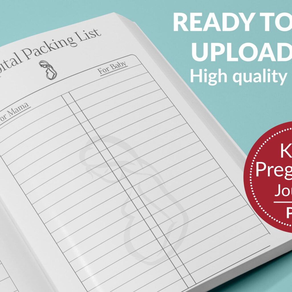 Pregnancy Log book 120 pages Ready to Upload PDF Commercial use Low Content Planner tracker or log Book KDP Template 6×9 8.5×11 5×8