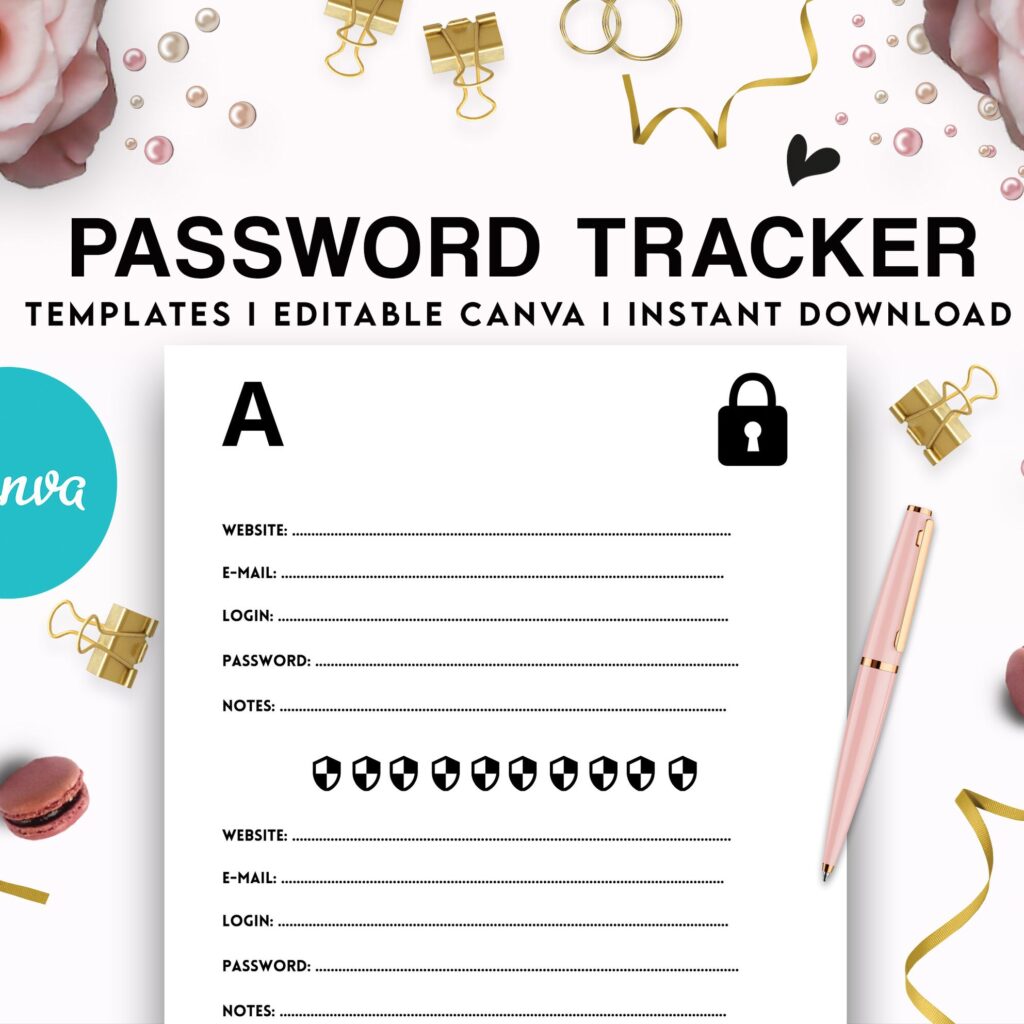 Canva editable password tracker template Commercial Use, Canva KDP interior Template