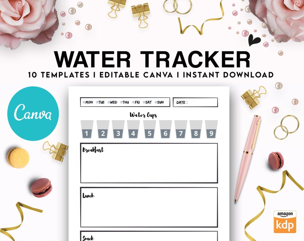 Canva Fitness & Weight Loss Tracker Journal 10 Editable Templates Planner for Journal, Canva KDP editable interiors Bundle COMMERCIAL USE