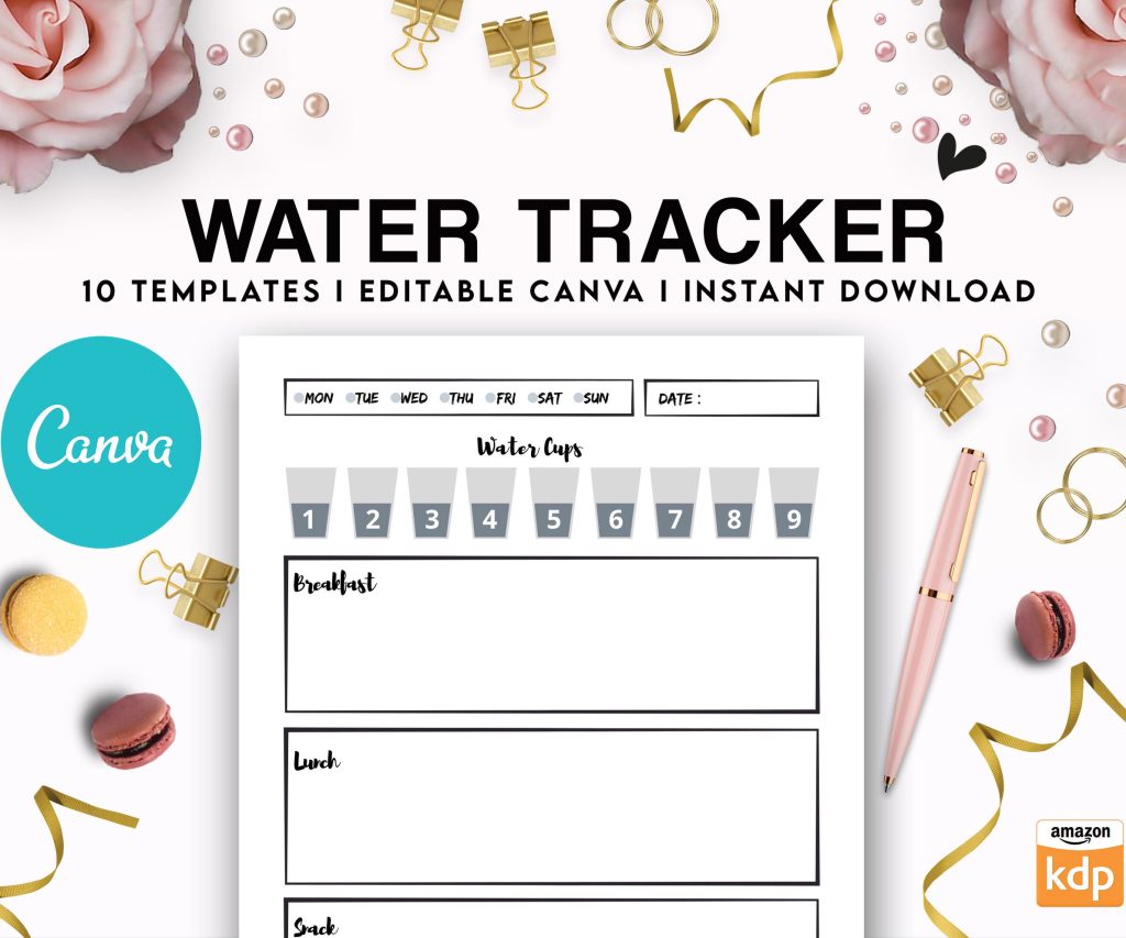 Canva Fitness & Weight Loss Tracker Journal 10 Editable Templates Planner for Journal, Canva KDP editable interiors Bundle COMMERCIAL USE
