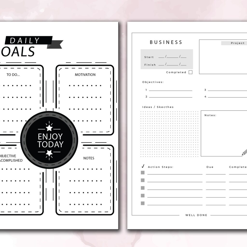 Business Journal and Planner 120 pages Ready to Upload PDF Commercial use Low Content Book KDP Template sizes : 8.5×11 6×9 5×8