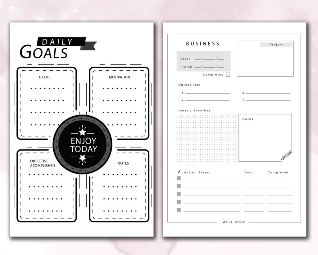Business Journal and Planner 120 pages Ready to Upload PDF Commercial use Low Content Book KDP Template sizes : 8.5×11 6×9 5×8