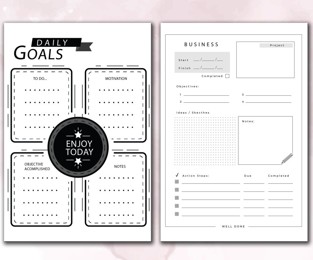 Business Journal and Planner 120 pages Ready to Upload PDF Commercial use Low Content Book KDP Template sizes : 8.5×11 6×9 5×8