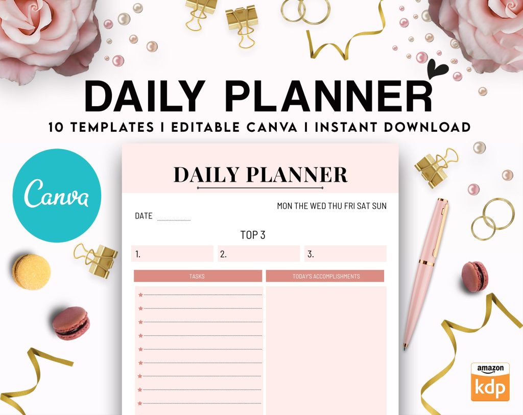 10 Editable Canva Daily Planner Templates for Journal, Weekly planner ...