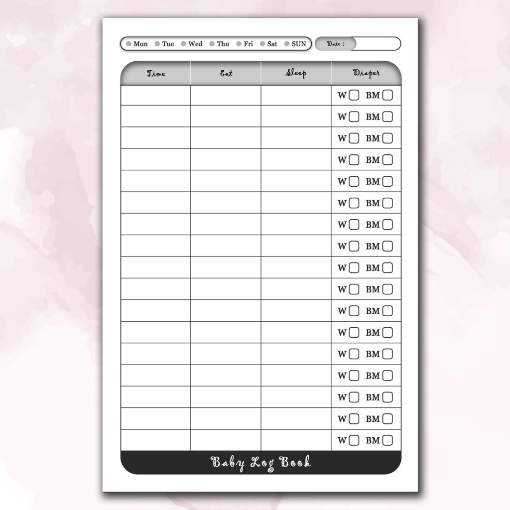 Baby tracker Journal 120 pages Ready to Upload PDF Commercial use Low Content tracker Baby Care Log KDP Template 6×9 8.5×11 5×8