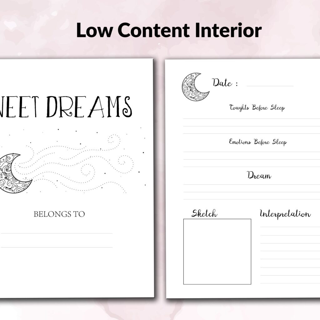 Dream Journal Amazon KDP interiors Templates for Journal & Low Content Notebook… , Ready To Upload PDF COMMERCIAL Use