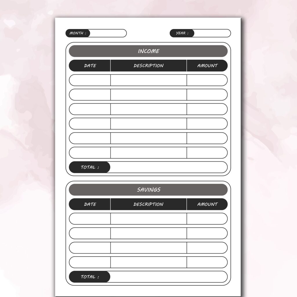 Budget Planner Journal 120 pages Ready to Upload PDF Commercial use Low Content Tracker budget Log KDP Template 6×9 8.5×11 5×8
