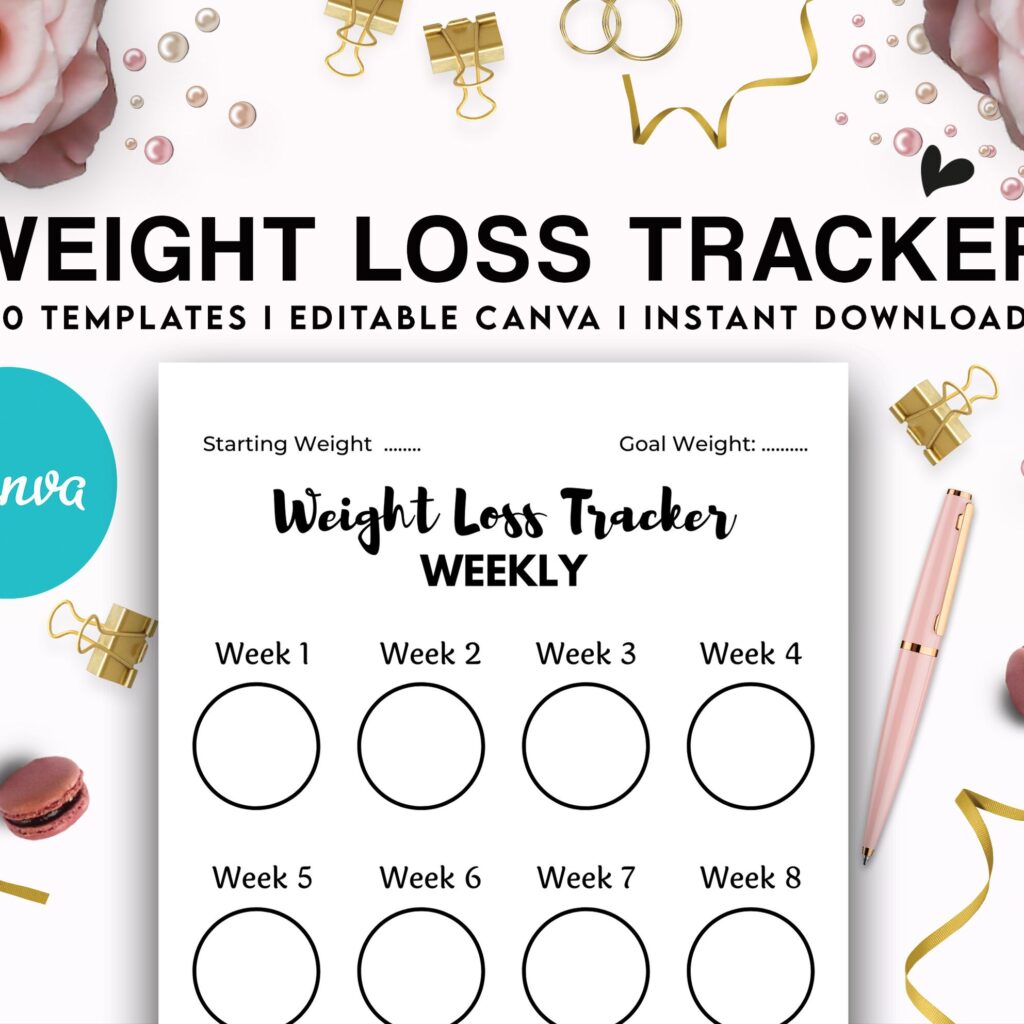 Canva Fitness & Weight Loss Tracker Journal 10 Editable Templates Planner for Journal, Canva KDP editable interiors Bundle COMMERCIAL USE