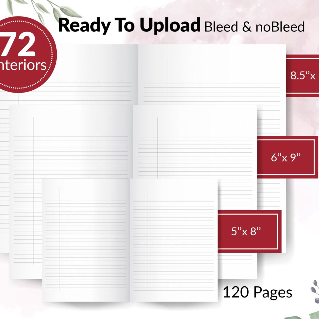 72 Amazon KDP interiors Bundle Templates for Blank Journal & Notebook, Ready To Upload PDF COMMERCIAL Use