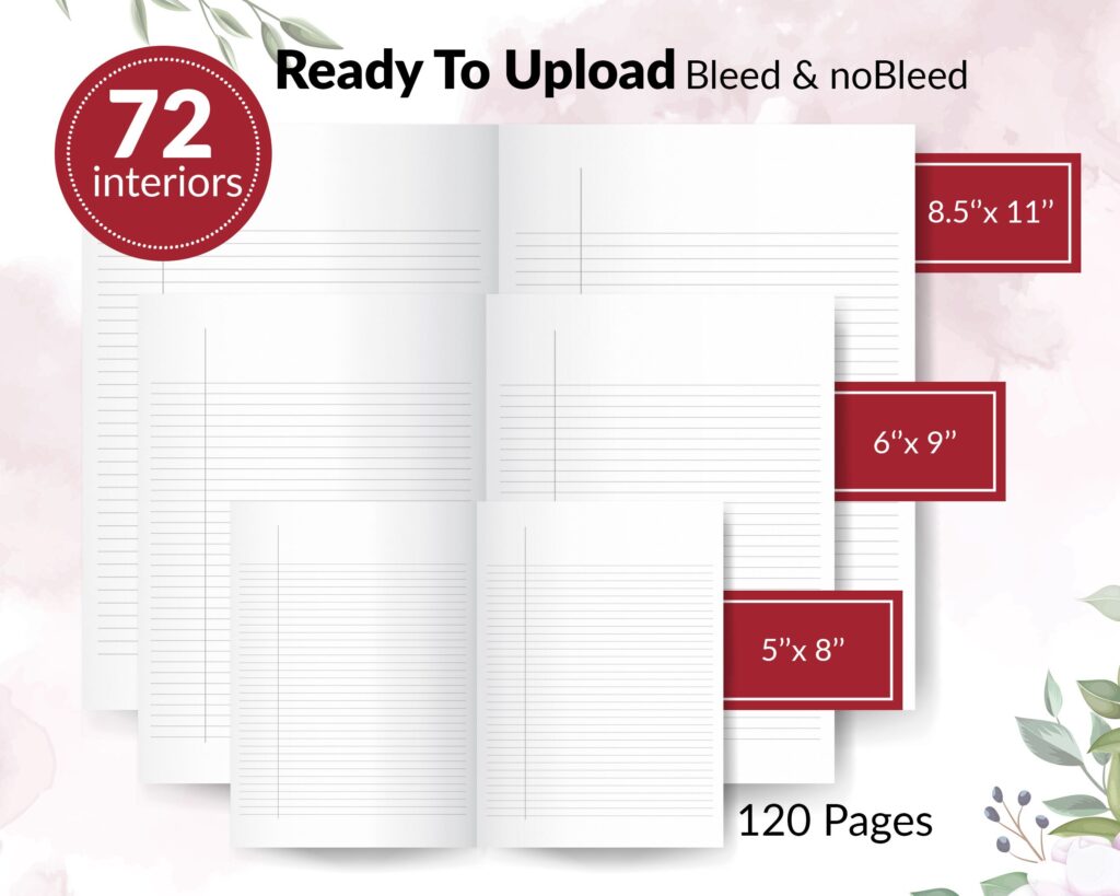 72 Amazon KDP interiors Bundle Templates for Blank Journal & Notebook, Ready To Upload PDF COMMERCIAL Use