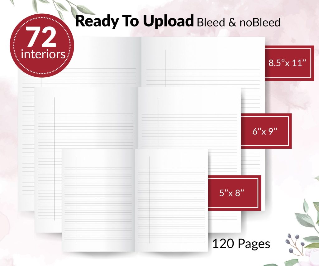 72 Amazon KDP interiors Bundle Templates for Blank Journal & Notebook, Ready To Upload PDF COMMERCIAL Use