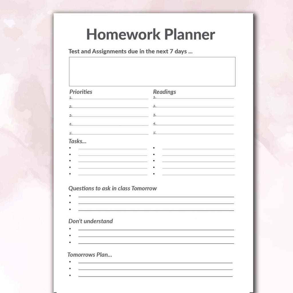 Homework Planner and Journal 120 pages Ready to Upload PDF Commercial use Low Content Book KDP Template sizes : 8.5×11 6×9 5×8