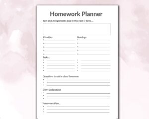 Homework Planner and Journal 120 pages Ready to Upload PDF Commercial use Low Content Book KDP Template sizes : 8.5×11 6×9 5×8