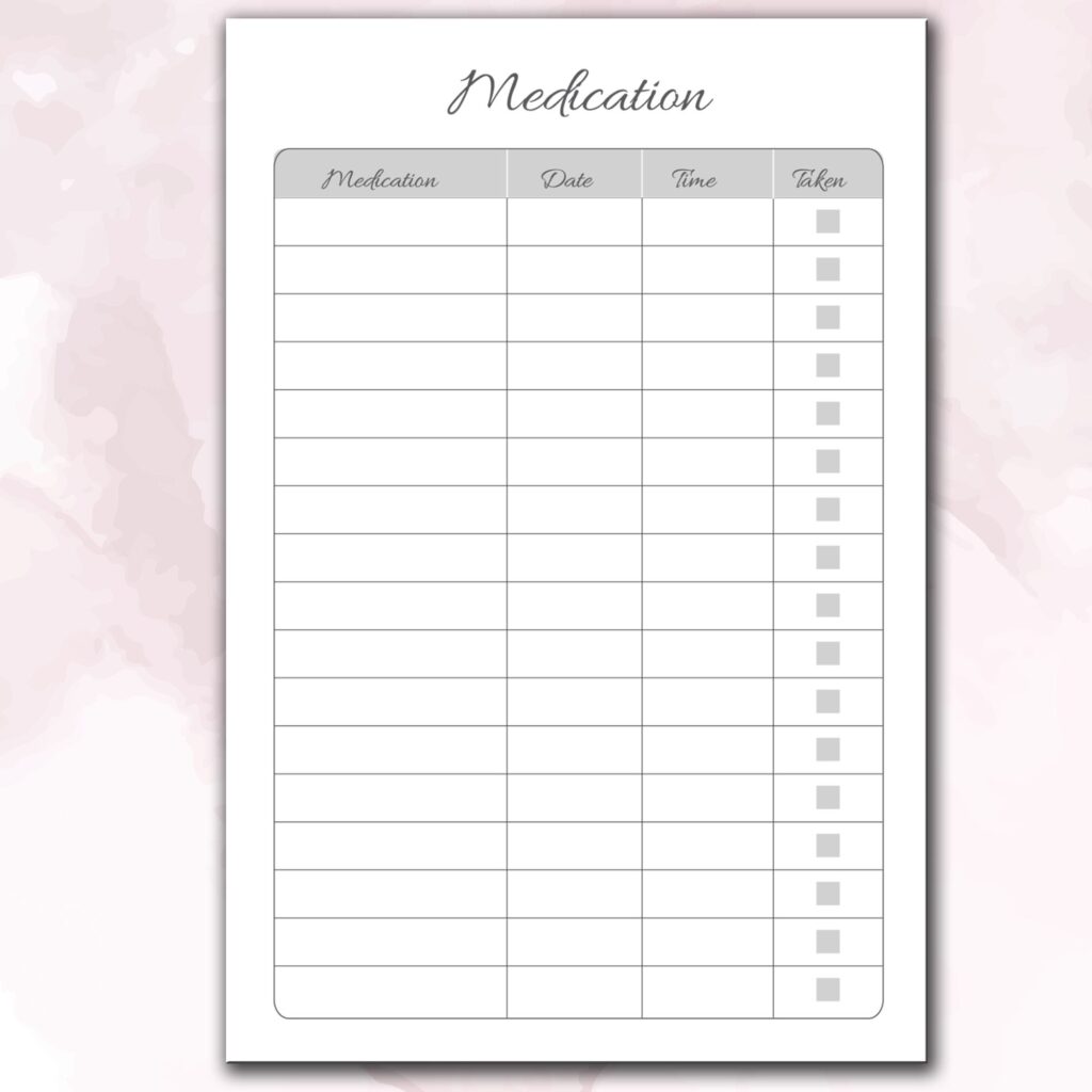 Medication Log Book 120 pages Ready to Upload PDF Commercial use Low Content Planner tracker, Medicine log Book KDP Template 6×9 8.5×11 5×8
