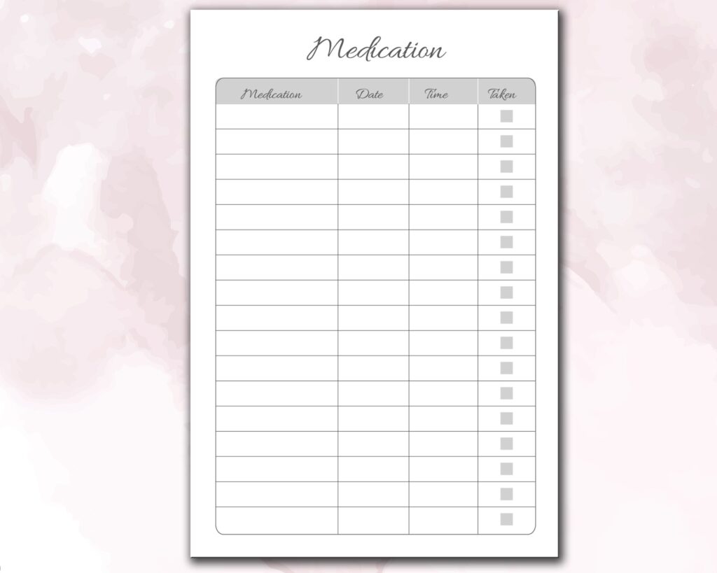 Medication Log Book 120 pages Ready to Upload PDF Commercial use Low Content Planner tracker, Medicine log Book KDP Template 6×9 8.5×11 5×8