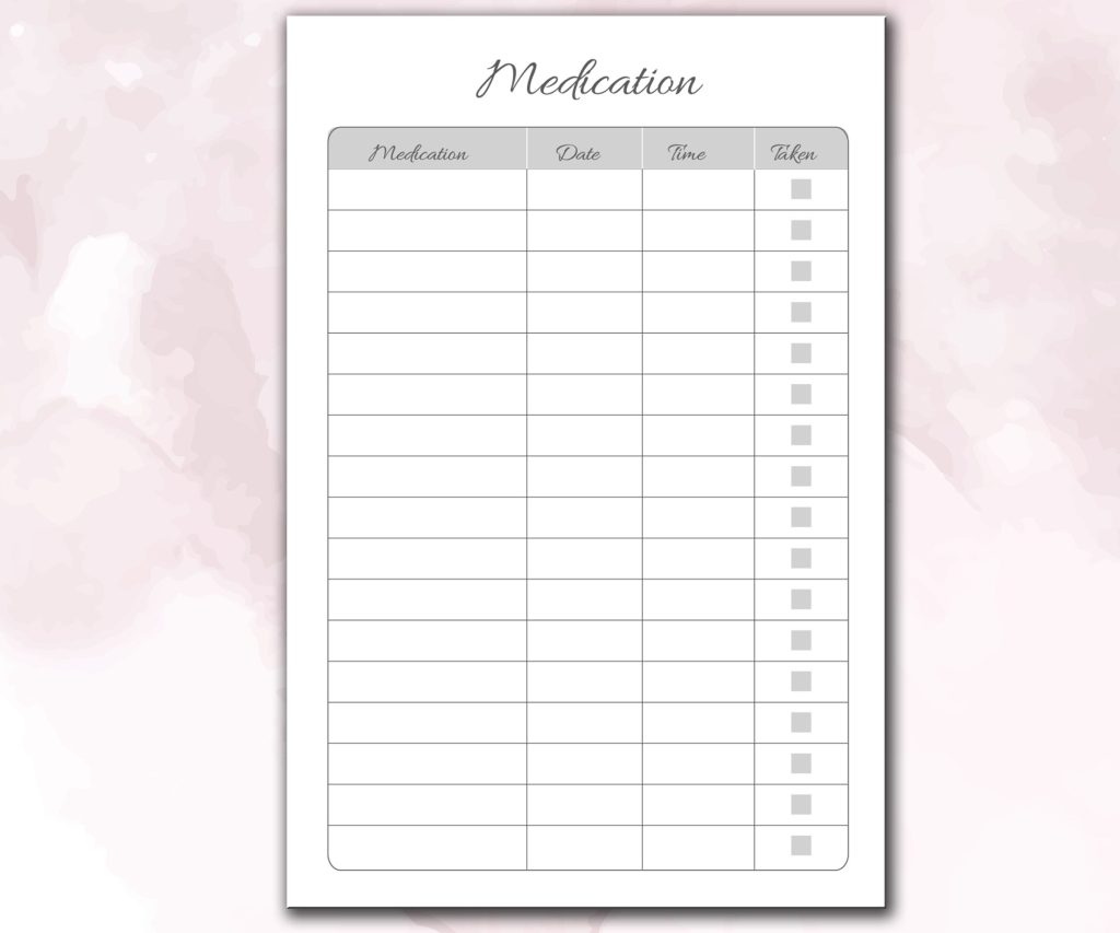 Medication Log Book 120 pages Ready to Upload PDF Commercial use Low Content Planner tracker, Medicine log Book KDP Template 6×9 8.5×11 5×8