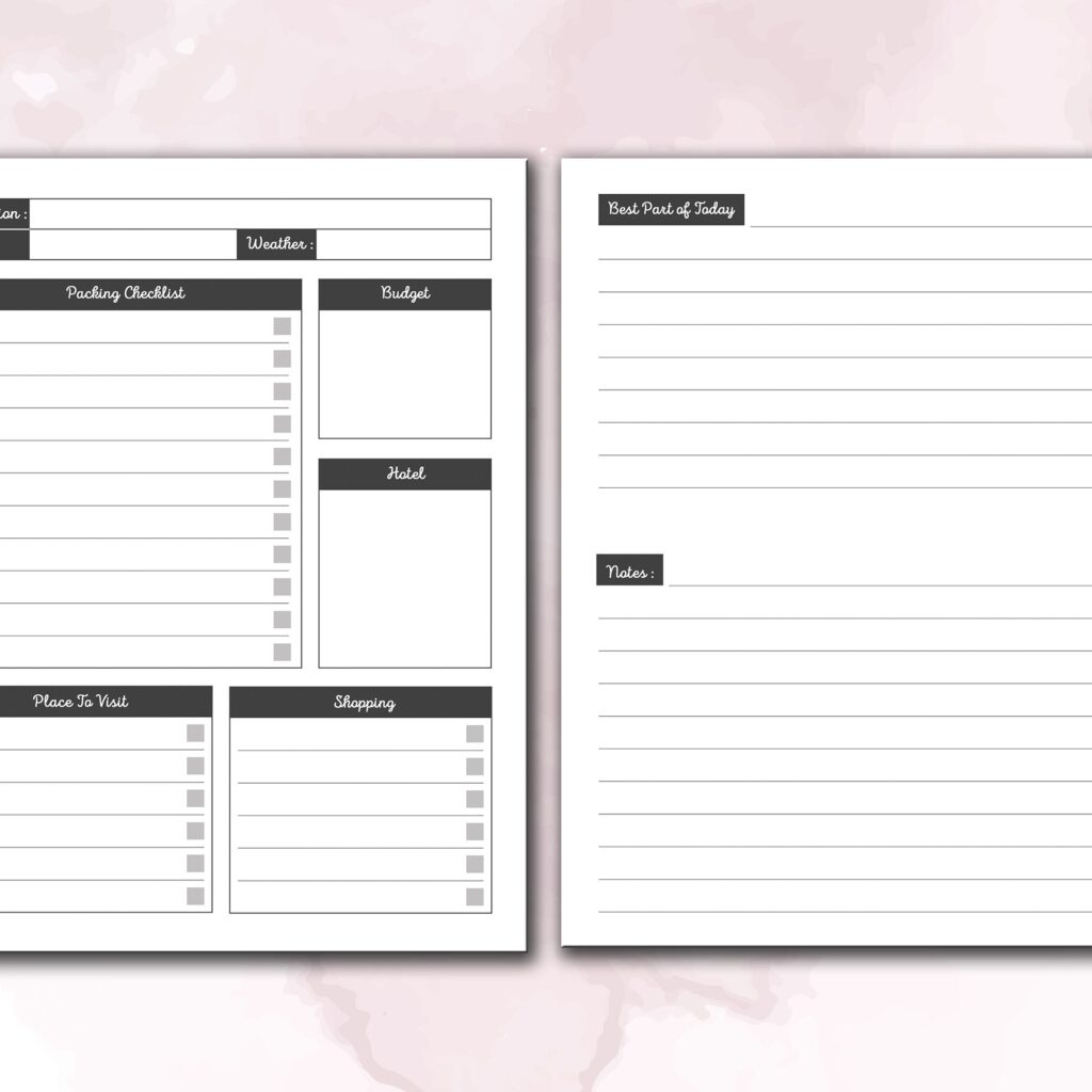 Vacation Planner Journal 120 pages Ready to Upload PDF Commercial use Low Content tracker Vacation Log book KDP Template 6×9 8.5×11 5×8