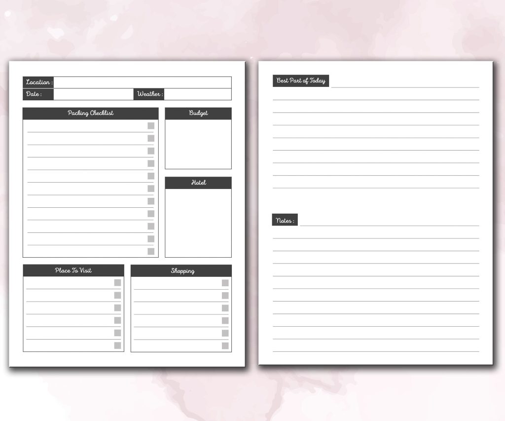 Vacation Planner Journal 120 pages Ready to Upload PDF Commercial use Low Content tracker Vacation Log book KDP Template 6×9 8.5×11 5×8