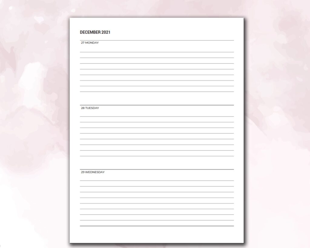2022 Daily Planner KDP Journal 120 pages Ready to Upload PDF Commercial use or Low Content 2022 KDP Log book Template 6×9 8.5×11 5×8