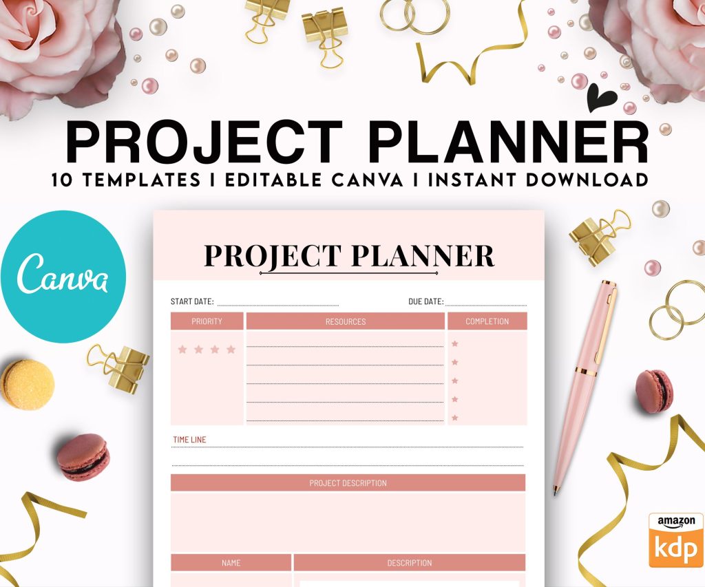 Canva Daily Weekly Monthly Planner 10 Templates for Journal, Canva KDP Planner editable interiors Bundle COMMERCIAL USE