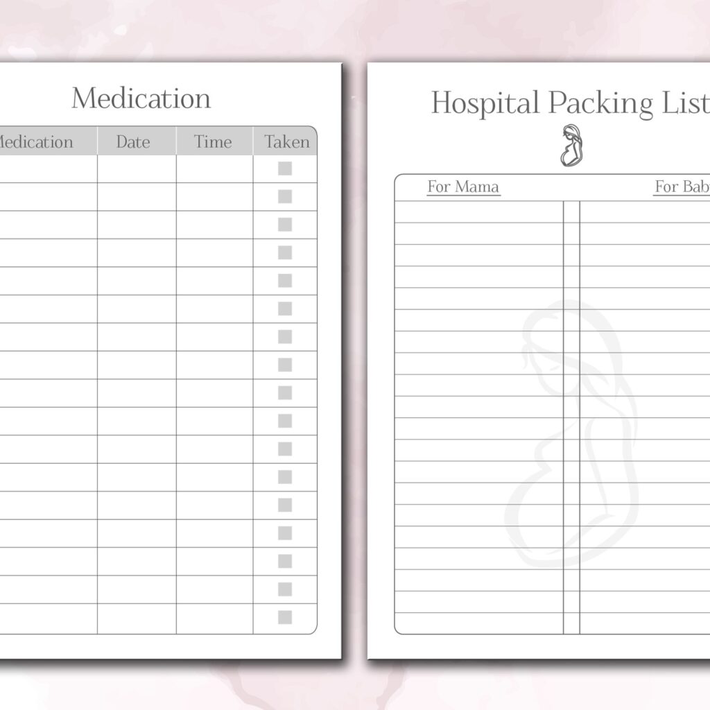Pregnancy Log book 120 pages Ready to Upload PDF Commercial use Low Content Planner tracker or log Book KDP Template 6×9 8.5×11 5×8