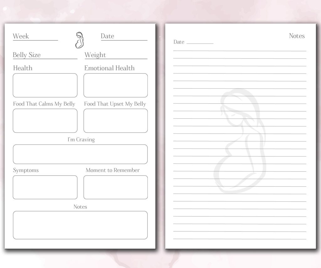Pregnancy Log book 120 pages Ready to Upload PDF Commercial use Low Content Planner tracker or log Book KDP Template 6×9 8.5×11 5×8