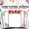 Canva Lined Flower Journal, 20 Editable Templates for Notebook, Canva KDP editable interiors Bundle