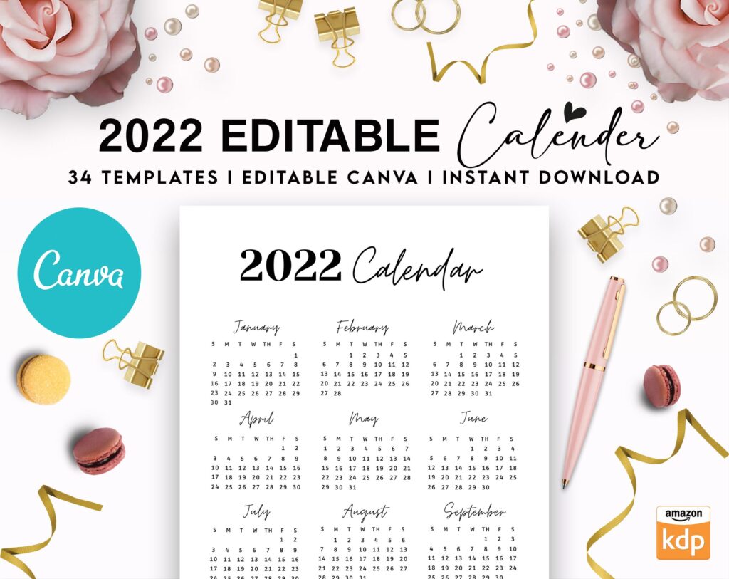 Canva 2022 Planner 37 Templates, Canva KDP Planner editable interiors Bundle COMMERCIAL use as PDF or kdp upload