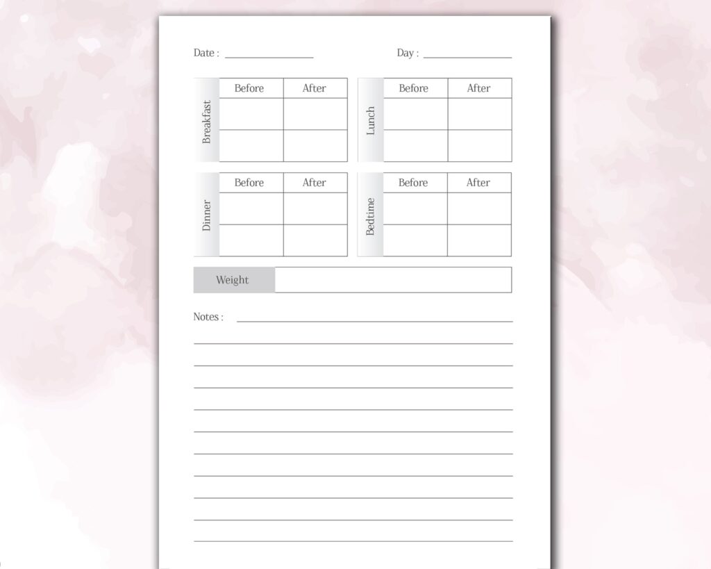 Diabetic Log Book 120 pages Ready to Upload PDF Commercial use Low Content tracker or log Book KDP Template 6×9 8.5×11 5×8