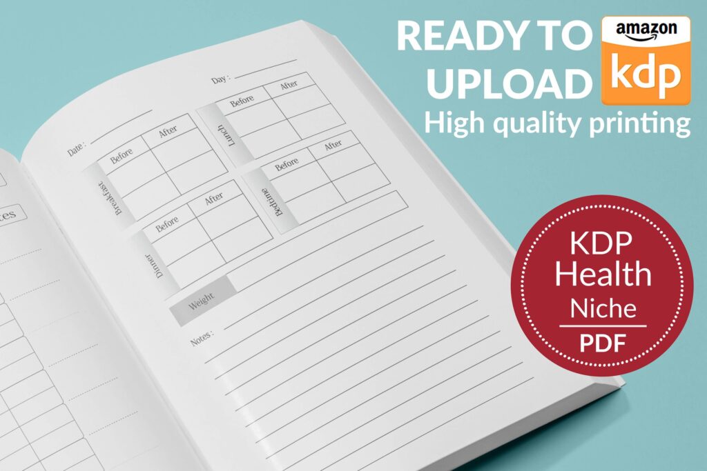 Diabetic Log Book 120 pages Ready to Upload PDF Commercial use Low Content tracker or log Book KDP Template 6×9 8.5×11 5×8