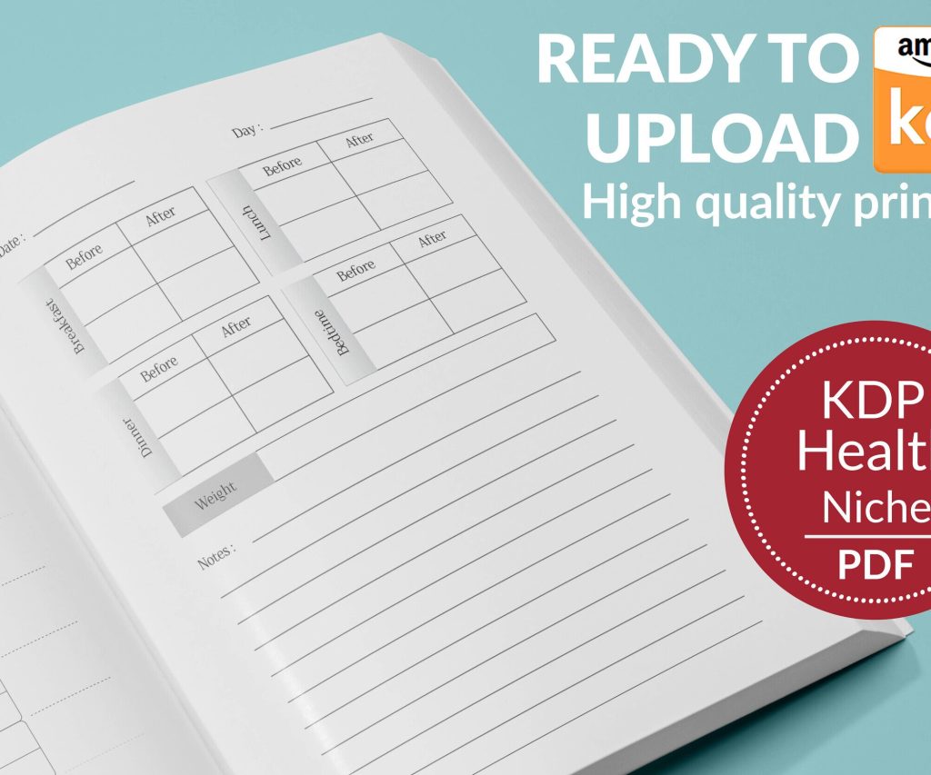 Diabetic Log Book 120 pages Ready to Upload PDF Commercial use Low Content tracker or log Book KDP Template 6×9 8.5×11 5×8