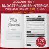Budget Planner Journal 120 pages Ready to Upload PDF Commercial use Low Content Tracker budget Log KDP Template 6x9 8.5x11 5x8
