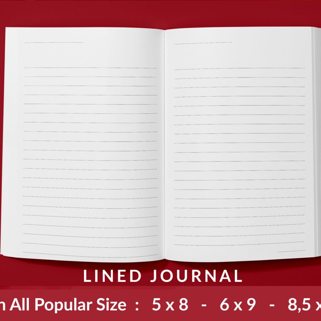 Lined Pages Journal 120 pages Ready to Upload PDF Commercial Use KDP Template 6×9 8.5×11 5×8 for Notebooks, Diaries, Low Content