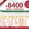 Amazon KDP Niches +8400 Profitable niches and sub-niches Excel Sheet for Blank Journal & Low Content Books Notebook, Workbook...