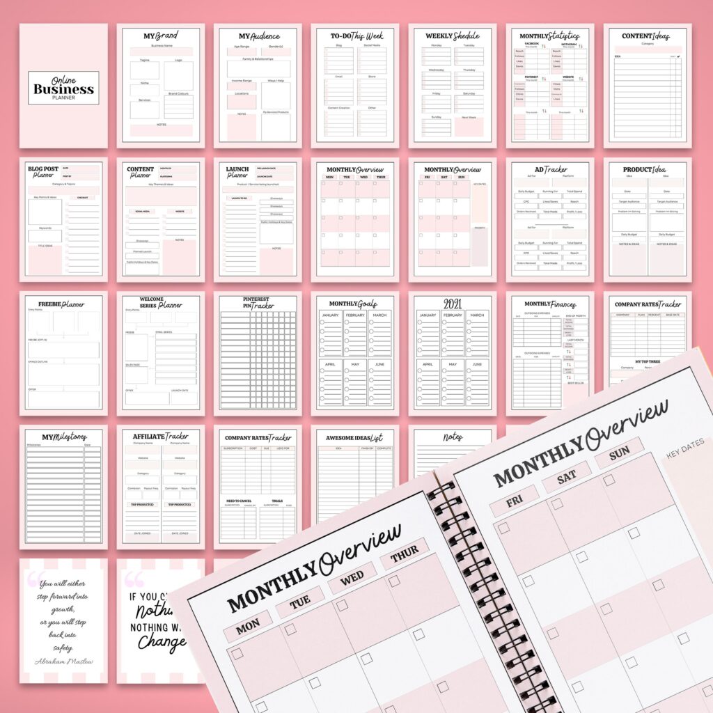 Canva Online Business Planner 28 Templates for Journal, Canva KDP Planner editable interiors Bundle COMMERCIAL Use as print PDF or upload