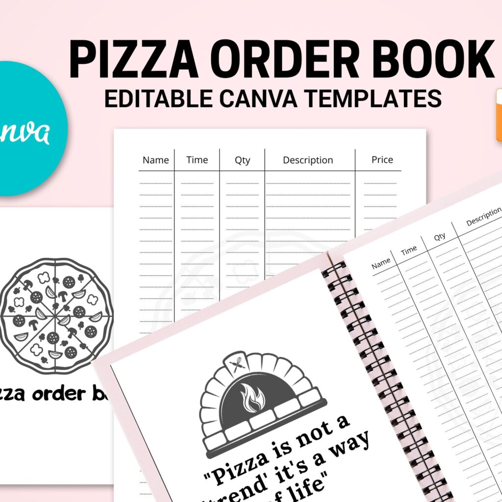Canva Editable Pizza Order Book Commercial Use, Canva KDP Template