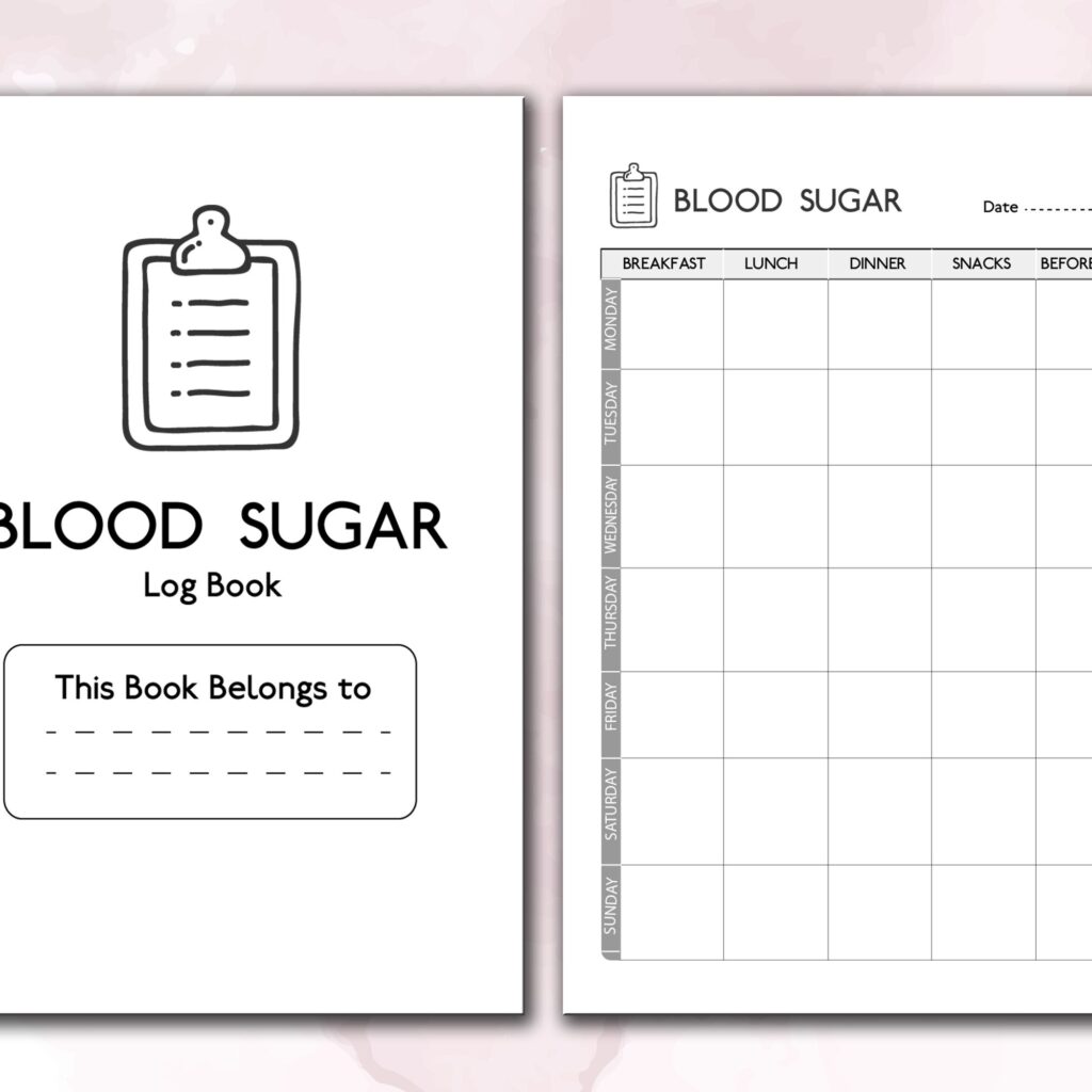 Blood Sugar Log Book 120 pages Ready to Upload PDF Commercial use Low Content tracker or Diabetic log Book KDP Template 6×9 8.5×11 5×8