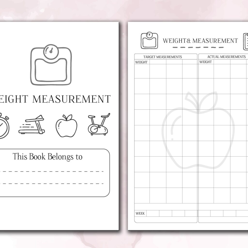 Weight Measurement Log Book 120 pages Ready to Upload Weight tracker or log Book KDP Template 6×9 8.5×11 5×8